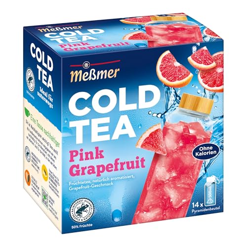 Meßmer Cold Tea Pink Grapefruit | Für die Wasserflasche | ohne Zucker | ohne Kalorien | Alternative zu zuckerhaltigen Getränken wie Limonade oder Saft | 14 Pyramidenbeutel von Meßmer