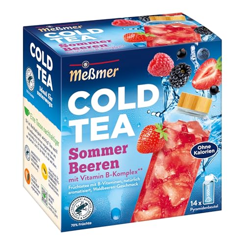 Meßmer Cold Tea Sommer-Beere | 14 Pyramidenbeutel | Glutenfrei | Laktosefrei | Vegan von Meßmer