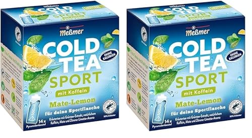 Meßmer Cold Tea Sport Mate-Lemon | mit Koffein | 14 Pyramidenbeutel | Glutenfrei | Laktosefrei | Vegan (Packung mit 2) von Meßmer