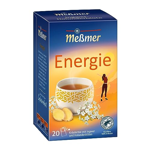 Meßmer ENERGIE, Ingwer-Holunderblüte, 20 Teebeutel, Vegan, Glutenfrei, Laktosefrei von Meßmer