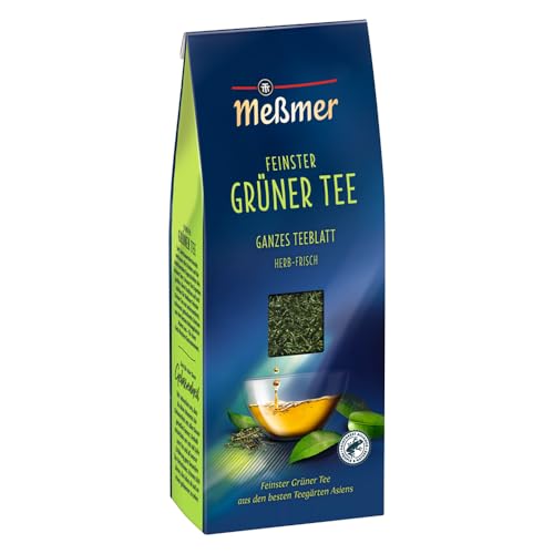 Meßmer Feinster Grüner Tee | Ganzes Teeblatt | 150 g | herb-frisch | Vegan | Glutenfrei | Laktosefrei von Meßmer