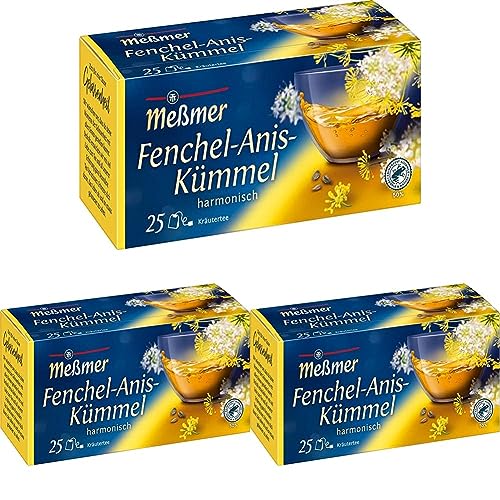 Meßmer Fenchel-Anis-Kümmel | 25 Teebeutel | Vegan | Glutenfrei | Laktosefrei (Packung mit 3) von Meßmer