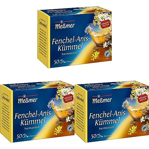 Meßmer Fenchel-Anis-Kümmel | 50 Teebeutel | Vegan | Glutenfrei | Laktosefrei (Packung mit 3) von Meßmer