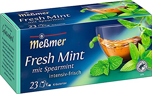 Meßmer Fresh Mint mit Spearmint | 23 Teebeutel | Intensiv-frisch | Vegan | Glutenfrei | Laktosefrei von Meßmer