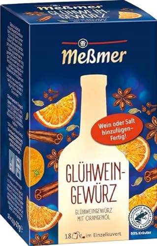 Meßmer Glühweingewürz | Für Wein oder Saft | 18 Teebeutel | Glutenfrei | Laktosefrei | Vegan von Meßmer