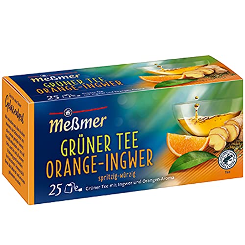 Meßmer Grüner Tee Orange Ingwer | 25 Teebeutel | Vegan | Glutenfrei | Laktosefrei von Meßmer