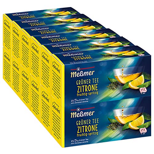 Meßmer Grüner Tee Zitrone, 12er Pack (12 x 25 x 1,75 g Packung) von Meßmer