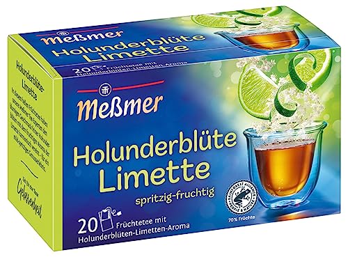 Meßmer Holunderblüte-Limette | 20 Teebeutel | Vegan | Glutenfrei | Laktosefrei von Meßmer