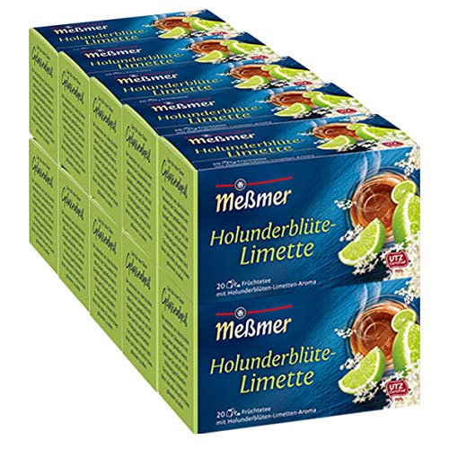 Messmer Holunderblüte-Limette 20 Beutel, 10er Pack (10 x 45 g) von Meßmer