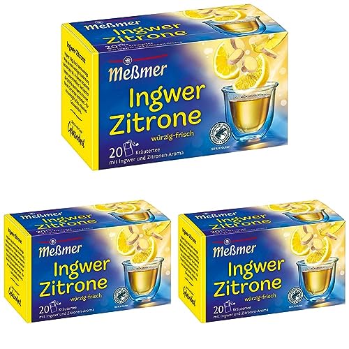 Meßmer Ingwer-Zitrone | 20 Teebeutel | Vegan | Glutenfrei | Laktosefrei (Packung mit 3) von Meßmer