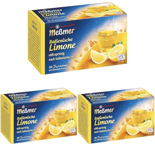 Meßmer Ländertee I Italienische Limone Tee I 20 Teebeutel I Glutenfrei I Laktosefrei I Vegan (Packung mit 3) von Meßmer