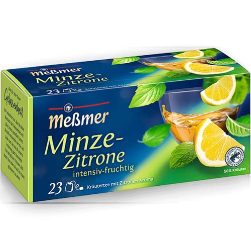 Meßmer Minze-Zitrone | 23 Teebeutel | Intensiv-frisch | Vegan | Glutenfrei | Laktosefrei von Meßmer