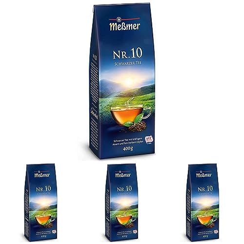 Meßmer Nr. 10 Schwarzer Tee | Ganzes Teeblatt | 400 g | frisch-pikant | Vegan | Glutenfrei | Laktosefrei (Packung mit 4) von Meßmer