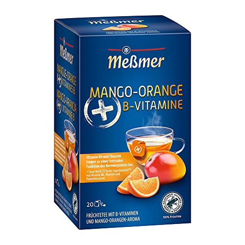 Meßmer PLUS Tee | Mango-Orange + B-Vitamine | 20 Teebeutel | Glutenfrei | Laktosefrei | Vegan von Meßmer