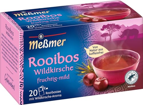 Meßmer Rooibos Wildkirsche Tee | aromatisiert | 20 Teebeutel | Vegan | Glutenfrei | Laktosefrei | Von Natur aus koffeinfrei von Meßmer