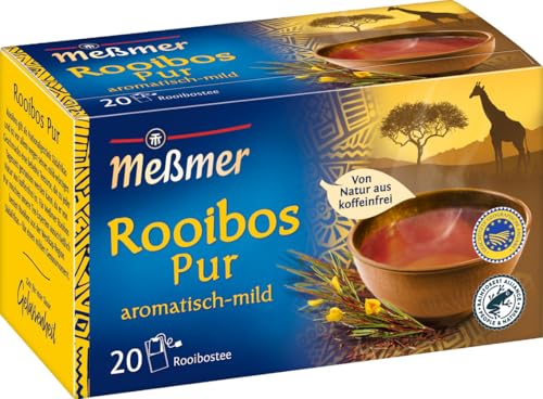 Meßmer Rooibos pur Tee | 20 Teebeutel | Vegan | Glutenfrei | Laktosefrei | Von Natur aus koffeinfrei von Meßmer