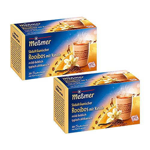 Meßmer Südafrikanischer Ovambo, Rooibos-Vanille 20 Teebeutel, 2er Pack (2 x 40 g Packung) von Meßmer