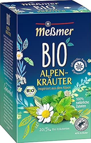 Meßmer Bio Alpenkräuter | 100% natürliche Zutaten | 20 Teebeutel | Vegan | Glutenfrei | Laktosefrei von Meßmer