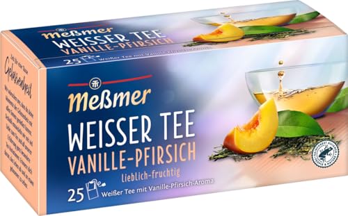 Meßmer Weißer Tee Vanille-Pfirsich | 25 Teebeutel | Vegan | Glutenfrei | Laktosefrei von Meßmer