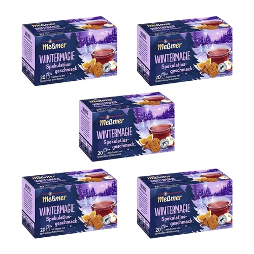Meßmer Wintermagie mit Spekulatius-Zimt Aroma | 5x Wintermagie Vorteilspaket | 100 Teebeutel | Früchtetee mit Spekulatius-Zimt-Aroma | Glutenfrei | Laktosefrei | Vegan von Meßmer