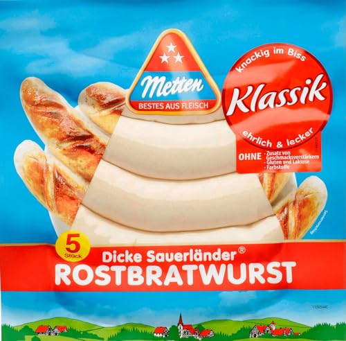 Rostbratwurst "Dicke Sauerländer" Klassik Metten - 2x5x90g - SPARPACK - Knackig, Lecker von Metten