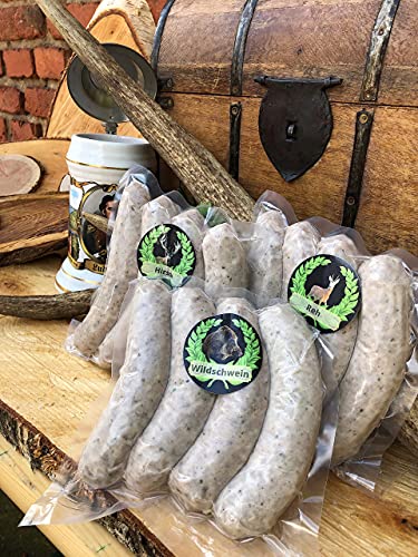 Wild Bratwurst Paket (Hirschbratwurst, Wildschweinbratwurst und Rehbratwurst) von Metzgerei R. Heeg