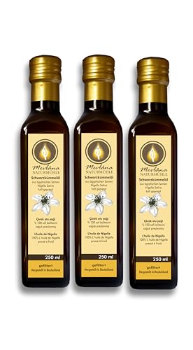 3 Stück Mevlâna 100% Naturreines Ägyptisches Schwarzkümmelöl 250 ml, GEFILTERT (3) von Mevlâna Naturmühle