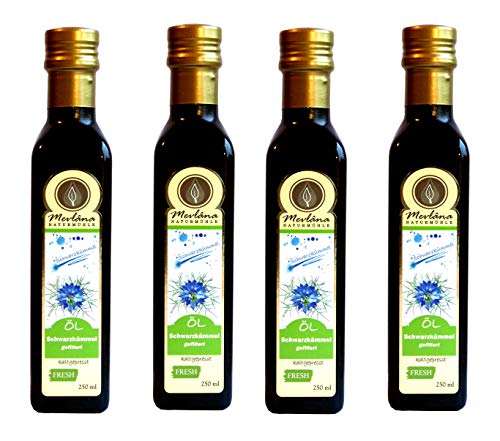 Mevlana Naturmühle Schwarzkümmelöl 4x250ml (1Liter), ungefiltert, schonend kaltgepresst, mühlenfrisch aus eigener Westerwälder Ölmühle Mevlana Naturmühle Schwarzkümmelöl 4x250ml (1Liter), ungefiltert, schonend kaltgepresst, mühlenfrisch aus eigener Westerwälder Ölmühle von Mevlâna Naturmühle