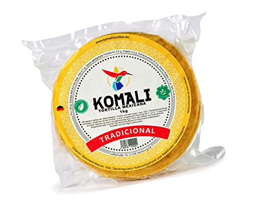 Komali Gelbe Maistortillas Mexikanische Tortilla - 1kg /15cm / ca.40 St. - 100% Mais Tortillas, Tortillas de Maiz von mexhaus