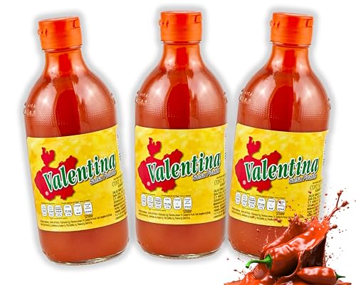 Valentina Salsa Picante (pack of 3) , Mexican Hot / Spicy Sauce / Scharfe Soße, the pack of 3 - je 370 ml, gluten free, low fat and low sugar, Viva México Collection by Mexhaus (3 stück) von mexhaus