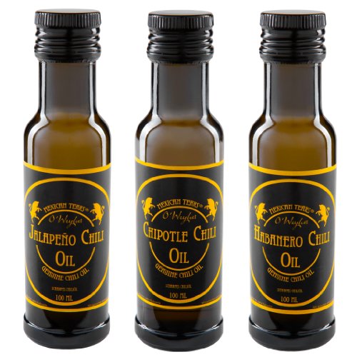 Mexican Tears® - 3er Pack, scharfes Chili Öl aus Chipotles, Jalapeños, Habanero Chilis und hochwertigem Sonnenblumenöl [3x100ml Chiliöl] von Mexican Tears