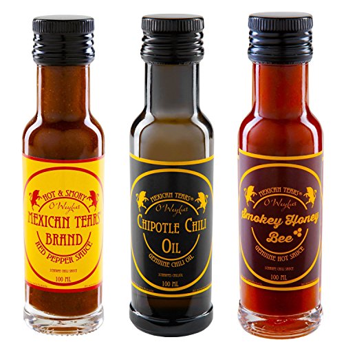 Mexican Tears® - 3er Pack scharfe Sauce & Chiliöl aus Chili & Meersalz, perfekt als Grill-Zubehör für BBQ Sauce, Pulled Pork & zum Aufpeppen von Magic Dust [3x100ml Chili Sauce] von Mexican Tears