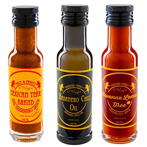 Mexican Tears® - 3er Pack scharfe Sauce & Chiliöl aus Chili & Meersalz, perfekt als Grill-Zubehör für BBQ Sauce, Pulled Pork & zum Aufpeppen von Magic Dust [3x100ml Chili Sauce] von Mexican Tears