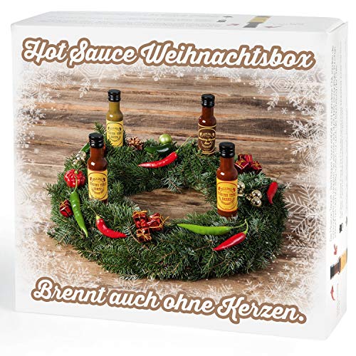Mexican Tears® - Hot Sauce Weihnachtsbox, Chili Sauce aus Habanero Chili, Chipotle & Meersalz, perfekt zum BBQ, Pulled Pork und zum Würzen [4x100ml scharfe Sauce] von Mexican Tears
