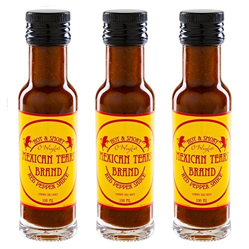 Mexican Tears® - Red Pepper Sauce - 3er Pack, scharfe Sauce aus Chili & Meersalz, perfekt als Grill-Zubehör für BBQ Sauce, Pulled Pork & zum Aufpeppen von Hamburgern [3x100ml Chilisauce] von Mexican Tears