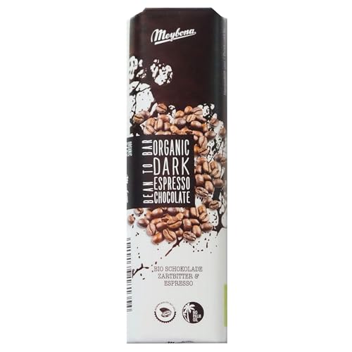 Meybona Bio Schoko-Riegel „Espresso“ | Kakao 52% | Zartbitter-Schokolade | Manufaktur aus Deutschland | Bean to Bar | Premium Schokoladen Geschenk 10 x 35g Großpackung von Meybona