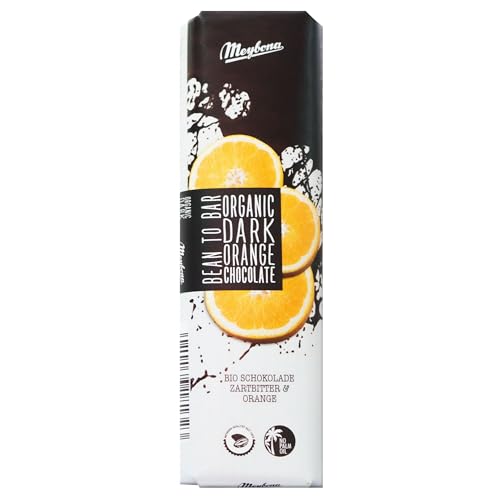 Meybona Bio Schoko-Riegel „Orange“ | Kakao 52% | Zartbitter-Schokolade | Manufaktur aus Deutschland | Bean to Bar | Premium Schokoladen Geschenk 10 x 35g Großpackung von Meybona
