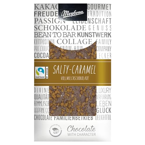 Meybona Collage Vollmilch-Schokolade | Salty Caramel | 36% Fairtrade Kakao | Manufaktur aus Deutschland | Bean to Bar | Edel-Schokoladen Geschenk 100g von Meybona