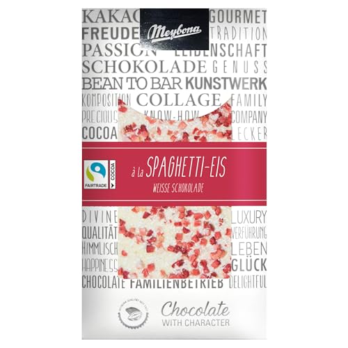 Meybona Collage Weiße Schokolade | Spaghetti Eis | Fairtrade Kakao | Manufaktur aus Deutschland | Bean to Bar | Edel-Schokoladen Geschenk 100g von Meybona