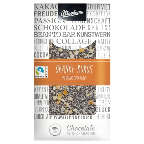 Meybona Collage Zartbitter-Schokolade | Orange Kokos | 50% Fairtrade Kakao | Manufaktur aus Deutschland | Bean to Bar | Edel-Schokoladen Geschenk 7 x 100g Großpackung Meybona Collage Zartbitter-Schokolade | Orange Kokos | 50% Fairtrade Kakao | Manufaktur aus Deutschland | Bean to Bar | Edel-Schokoladen Geschenk 7 x 100g Großpackung von Meybona