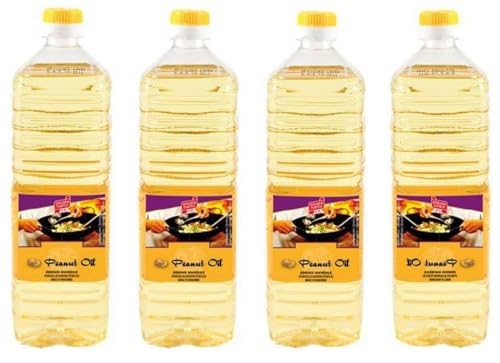 4er Pack 100% Erdnuss-Öl [4x 1000ml] Erdnussöl ~ Peanut Oil ~ Wok Öl von Miamani