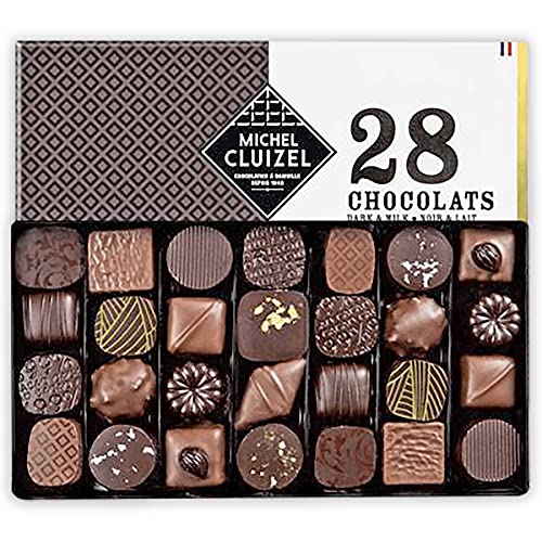 Michel Cluizel - Schachtel mit 28 Schokoladen, dunkler Schokolade und Milch, 305-Gramm-Packung, Praline, Ganache, Karamellfondant von Michel Cluizel