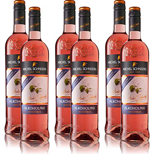 6 Flaschen Michel Schneider Merlot Rosé, alkoholfreier Wein, sortenreines Roséwein Paket (6 x 0,75 l) von Michel Schneider