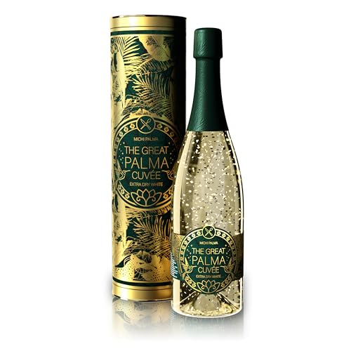 Michi Palma | The Great Palma Cuvée Extra Dry White (1 x 0.75 l) | Mit 23 Karat reinem Blattgold und edler Geschenkverpackung | Goldene Geschenkidee von Michi Palma