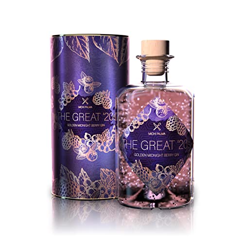 Michi Palma | The Great '20s Golden-Midnight-Berry (1 x 0.5 l) | Premium Spirituose auf Gin-Basis | Mit 23 Karat reinem Blattgold und edler Geschenkverpackung | Goldene Gin-Geschenkidee von Michi Palma