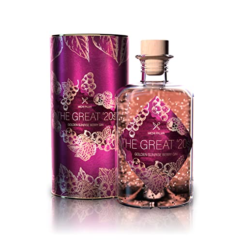 Michi Palma | The Great '20s Golden-Sunrise-Berry (1 x 0.5 l) | Premium Spirituose auf Gin-Basis | Mit 23 Karat reinem Blattgold und edler Geschenkverpackung | Goldene Gin-Geschenkidee von Michi Palma