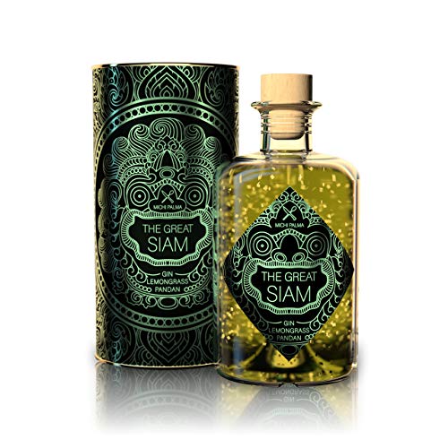 Michi Palma | The Great Siam Lemongrass-Pandan (1 x 0.5 l) | Premium Spirituose auf Gin-Basis | Mit 23 Karat reinem Blattgold und edler Geschenkverpackung | Goldene Gin-Geschenkidee von Michi Palma