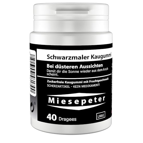 Schwarzmaler Kaugummi - Fruchtige Scherzartikel Dragees - Lustiges Geschenk für bessere Laune! (1 Dose) von Miesepeter