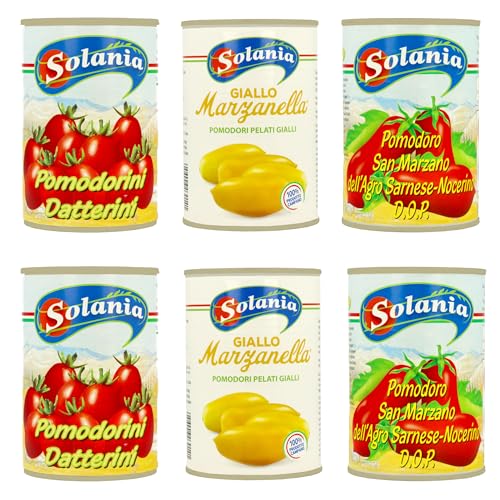 Solania Tomaten Trio, 6x400g, San Marzano, Datterini, Giallo Solania Tomaten Trio, 6x400g, San Marzano, Datterini, Giallo von MIGASE
