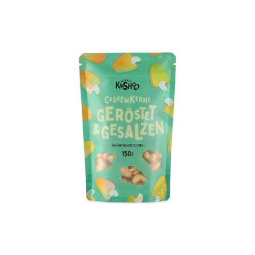 Mighty Kashoo® Cashewkerne 150g Packung – Geröstet + Gesalzen - Würzige Cashews – Knuspriger Protein-Snack - pflanzliches Eiweiß und gesunde Fette von Mighty Kashoo